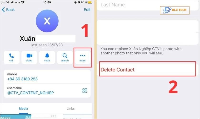 Nhấn Delete contact để xác nhận hủy kết bạn