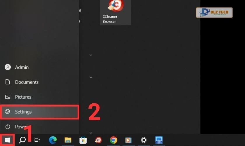 Chọn vào mục Settings trên máy tính