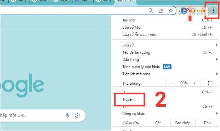 Chọn mục Truyền/Cast