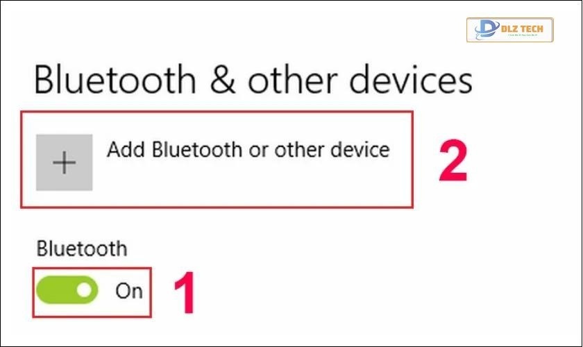 Chuyển chế độ Bluetooth sang màu xanh tại mục Bluetooth & other devices