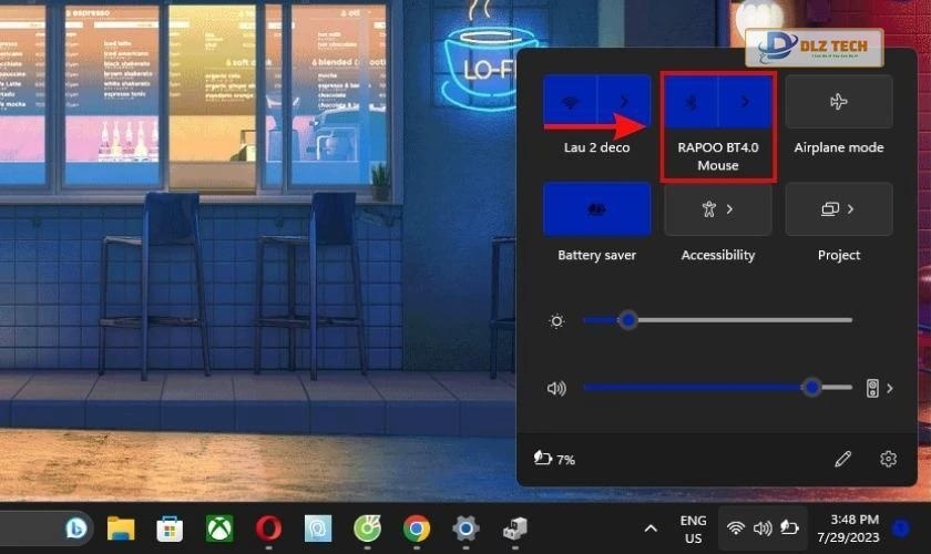 Nhấn chọn vào biểu tượng Bluetooth để bật chế độ