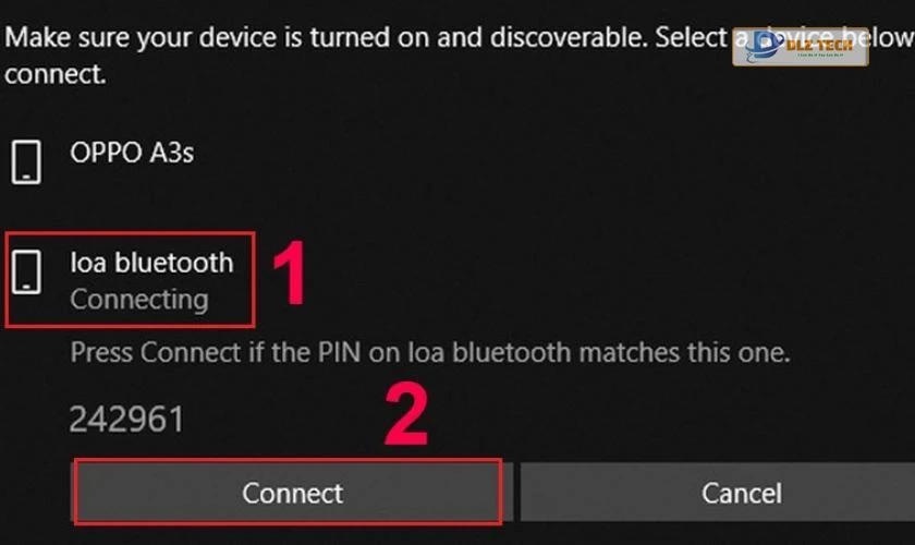 Nhấn vào nút Connect