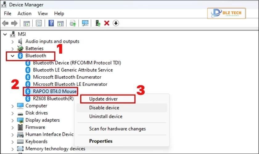 Nhấn tiếp vào mục Update Driver