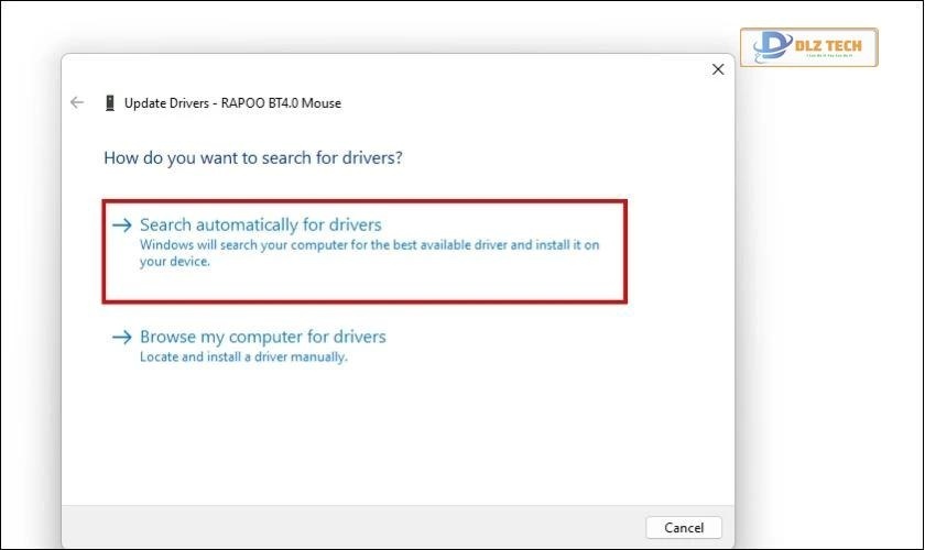 Vào mục Search Automatically for drives để tìm bản cập nhật mớ