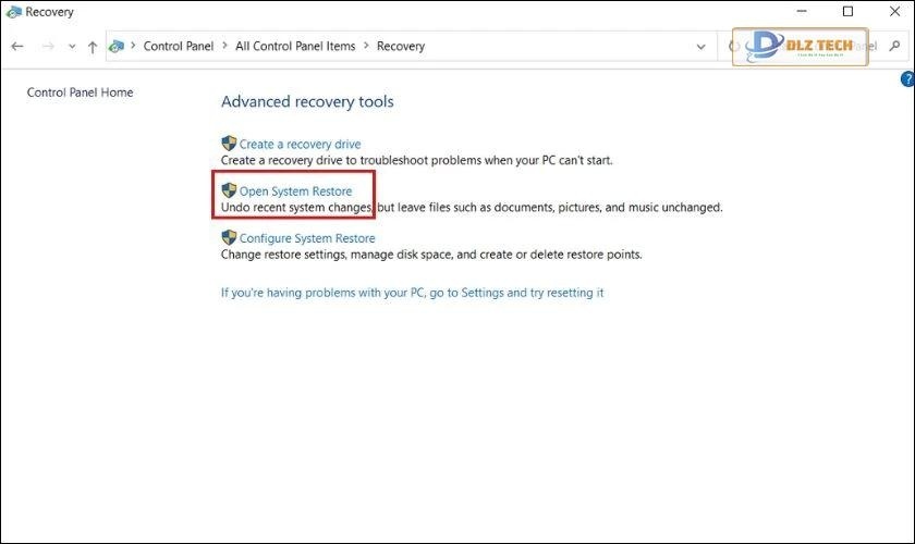 Khôi phục System Restore