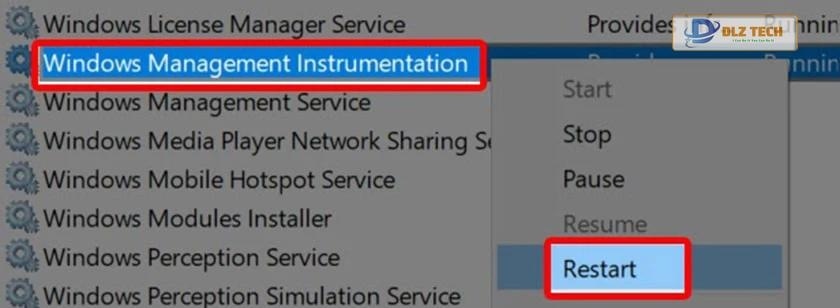 Khởi động lại WMI Provider Host
