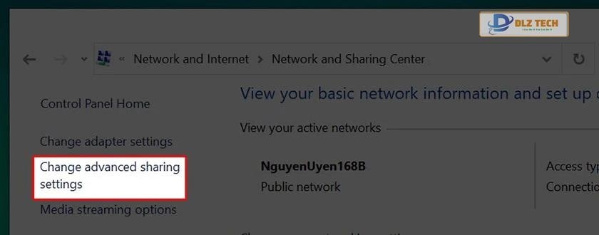 Thay đổi cài đặt chia sẻ nâng cao