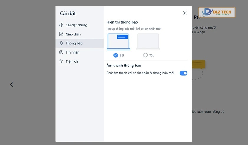 Cài đặt thông báo Zalo