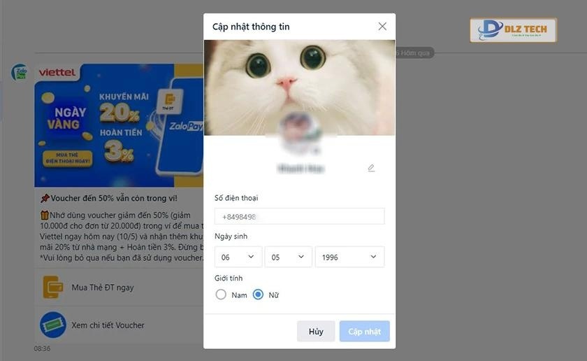 Cài đặt thông tin cá nhân