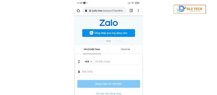 Đăng nhập Zalo vào web trên điện thoại