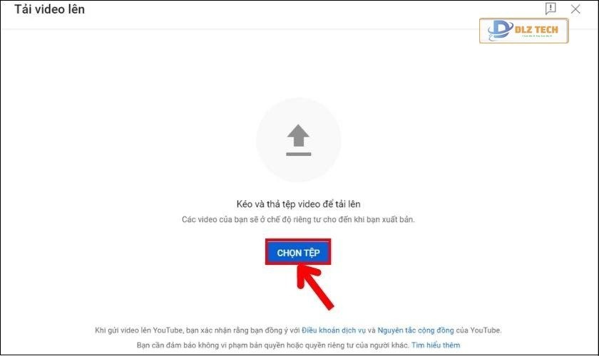 Bấm vào Chọn tệp để tải lên video ngắn