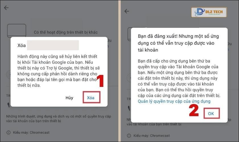 Nhấn chọn Xoá và bấm Ok