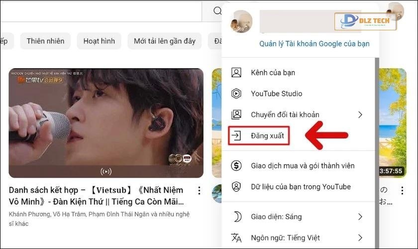 Nhấn vào Đăng xuất