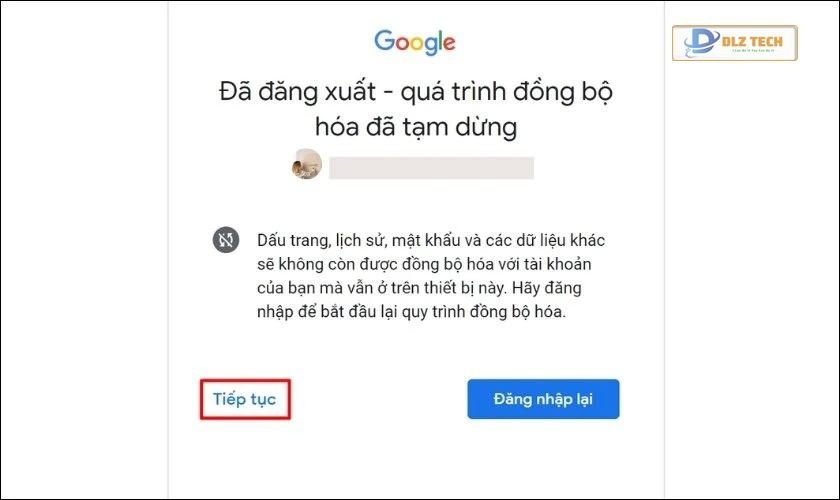 Nhấn vào Tiếp tục