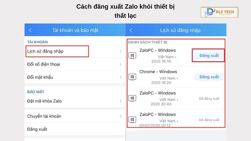 Làm sao để đăng xuất trên thiết bị khác khi mất điện thoại