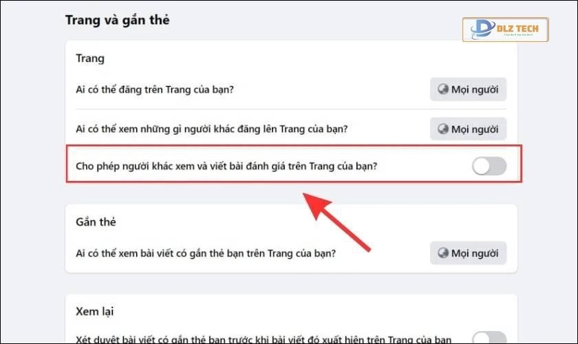Bật cho phép người khác đánh giá