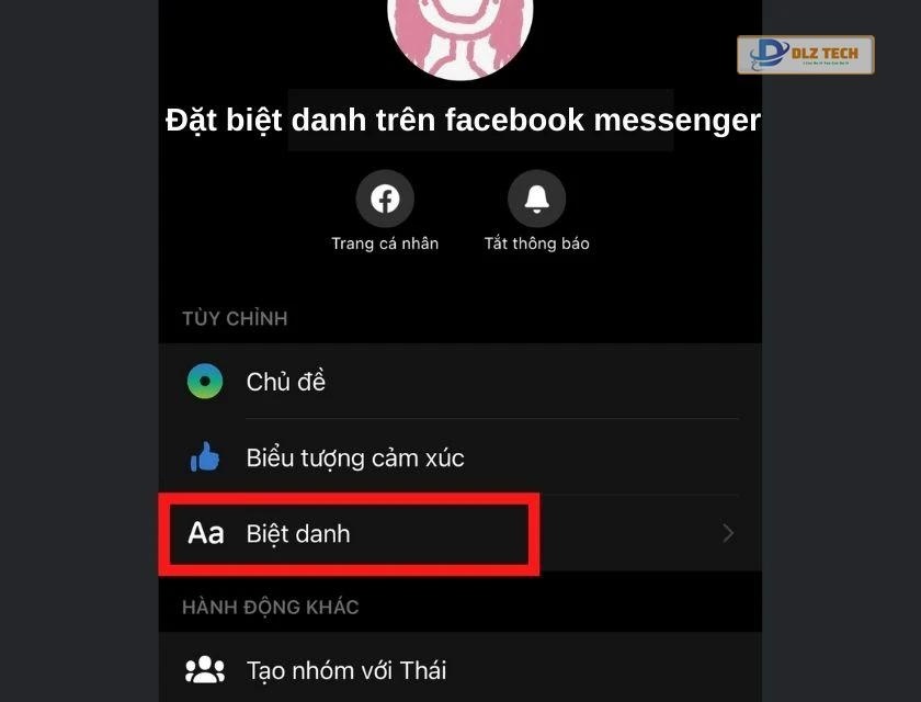 Nhấn chọn biệt danh