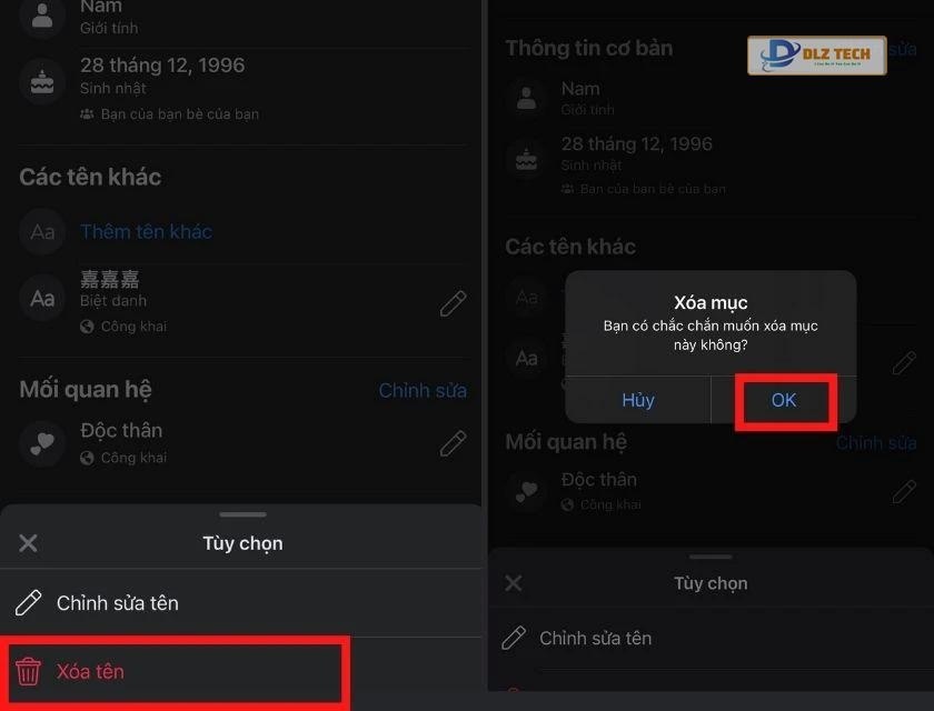 Cách xóa biệt danh đã đặt trên Facebook