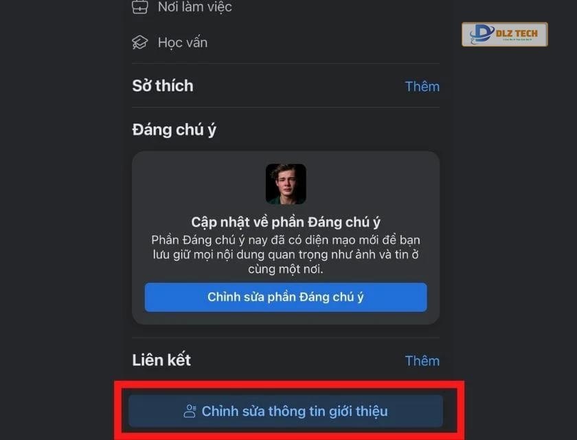Chỉnh sửa thông tin giới thiệu cá nhân