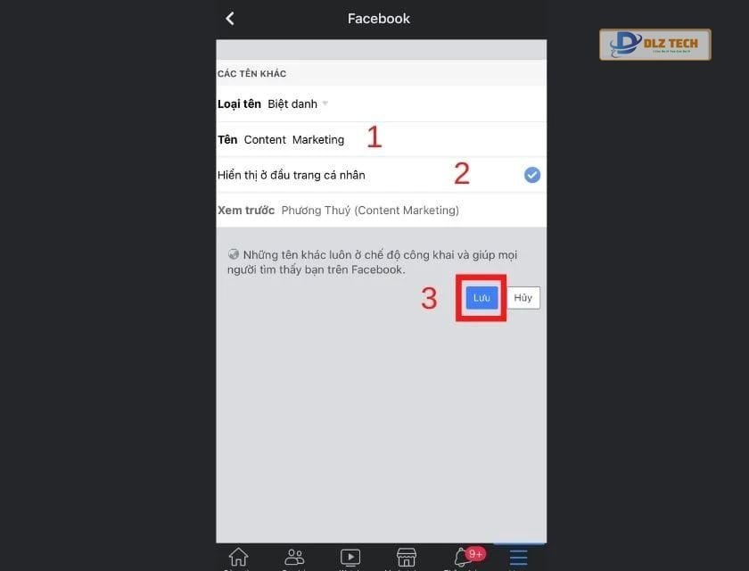Hướng dẫn đặt biệt danh Facebook app trên điện thoại