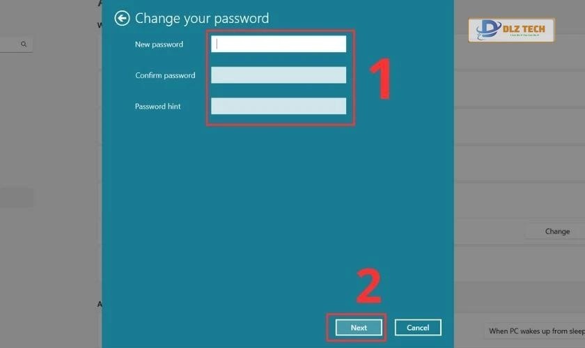 Xác nhận đặt mật khẩu mới cho laptop Dell
