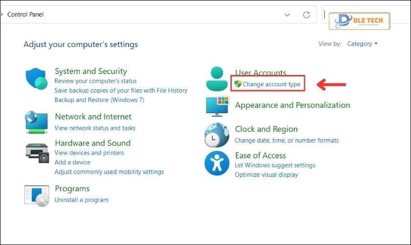 Các thao tác đặt mật khẩu máy tính với Control Panel