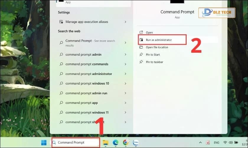 Tìm kiếm Command Prompt trên máy tính
