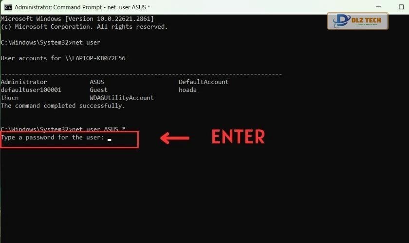 Mật khẩu mới được cài đặt thành công