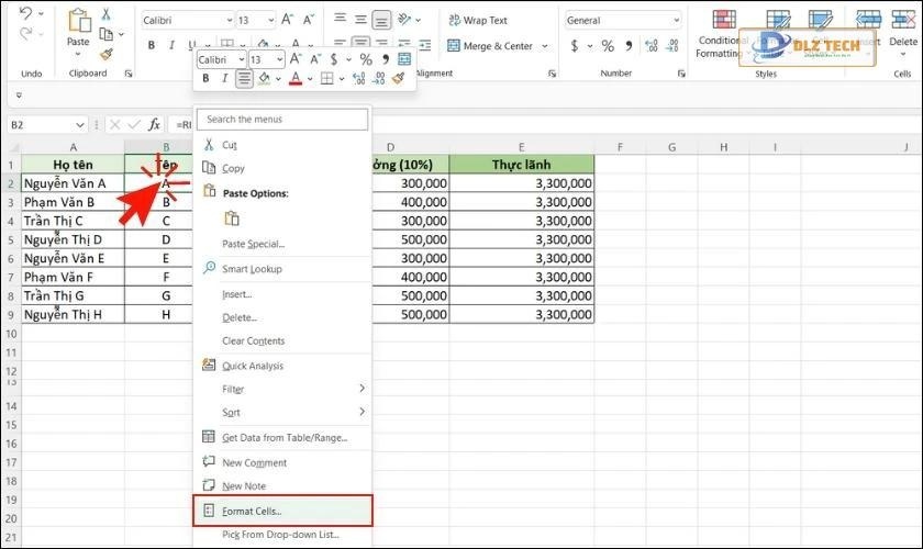 cách ẩn công thức trong Excel