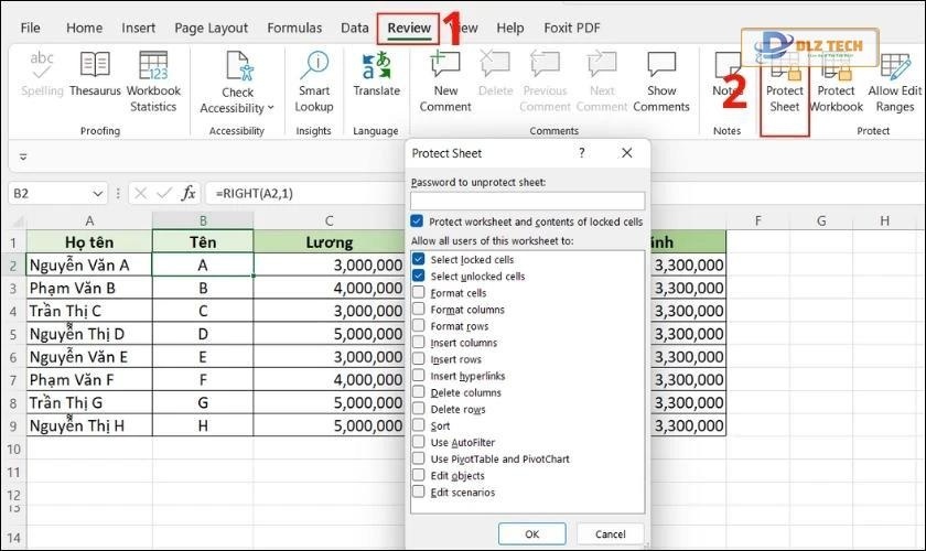 dấu công thức trong excel
