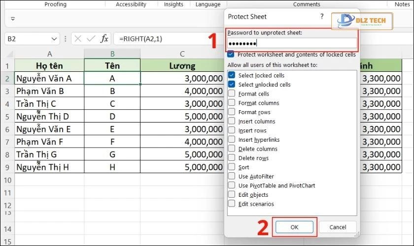 dấu công thức excel