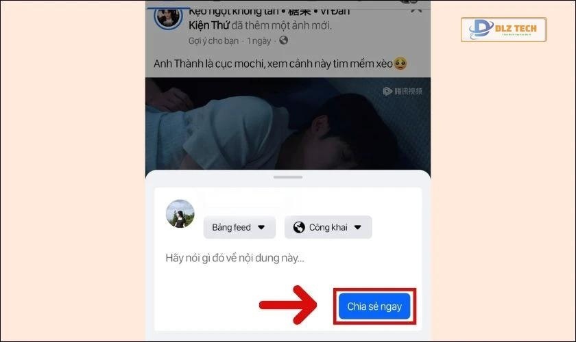 Nhấn nút Chia sẻ ngay