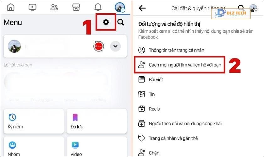 Chọn biểu tượng Cài đặt và ấn vào Cách mọi người tìm và liên hệ với bạn