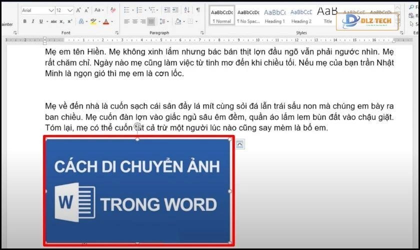 Thả chuột để hoàn tất di chuyển ảnh