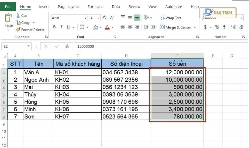 hoàn tất định dạng số trong excel