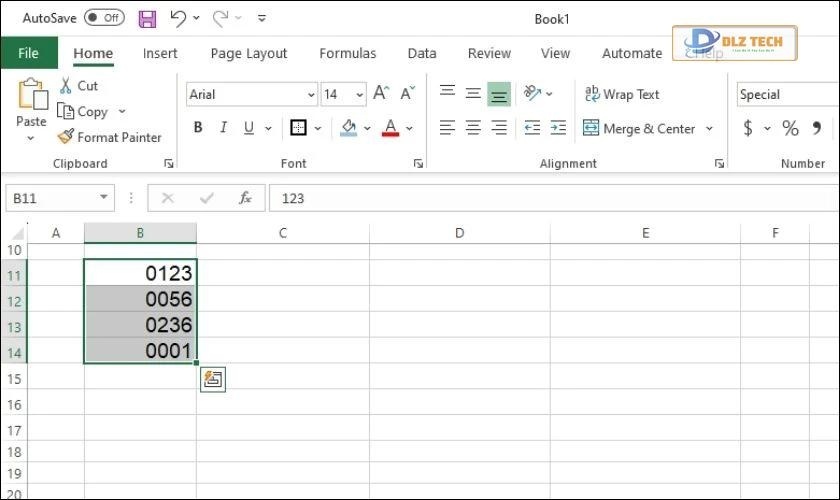 cách định dạng số 0 trong excel