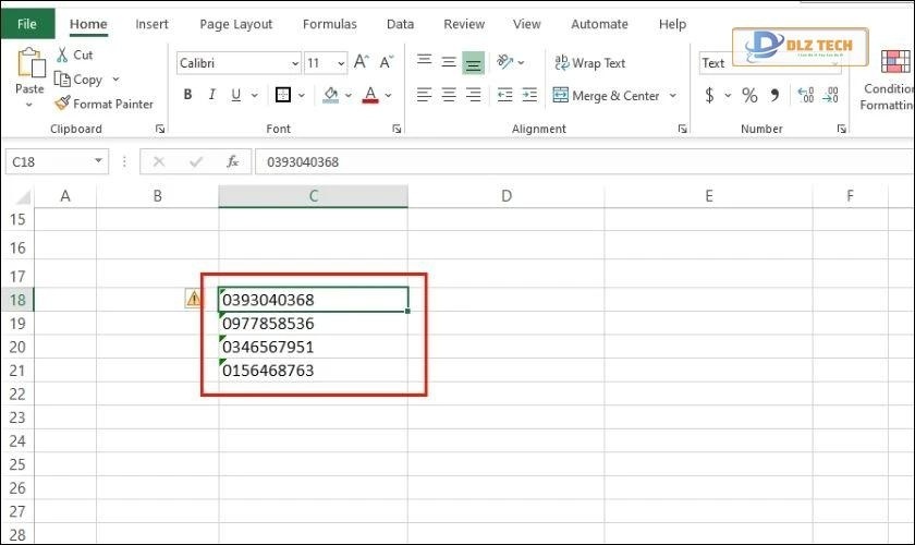cách định dạng dữ liệu số điện thoại