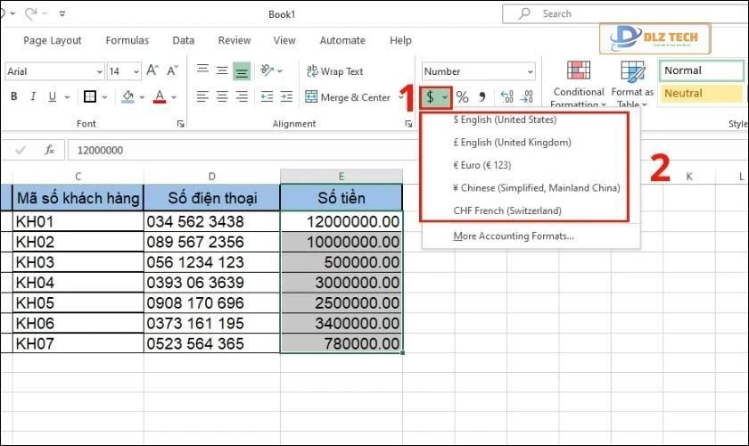 định dạng tiền tệ