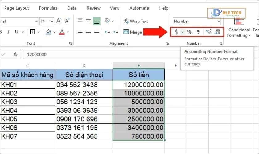 cách chuẩn bị định dạng số