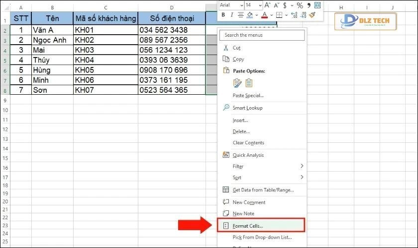 định dạng kiểu số trong excel