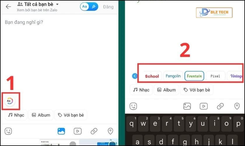 Hướng dẫn đổi kiểu chữ khi tạo nhật ký trên Zalo