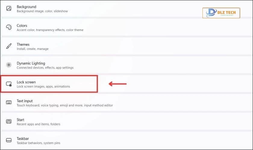 Chọn Lock screen