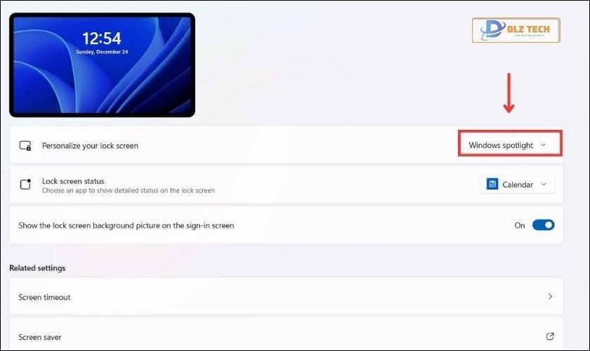 Mục Personalize your lock screen