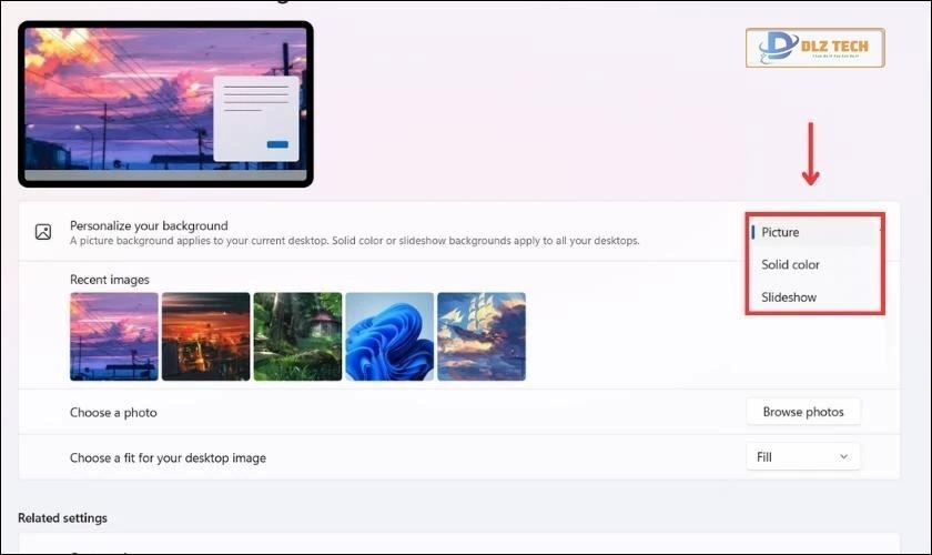 Tính năng Personalize your background