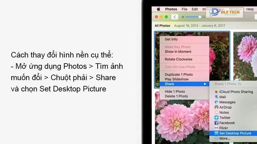 Cách thay đổi một hình nền cụ thể cho Macbook