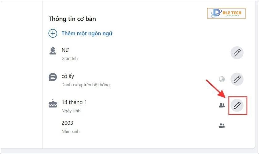 Sửa đổi thông tin ngày sinh