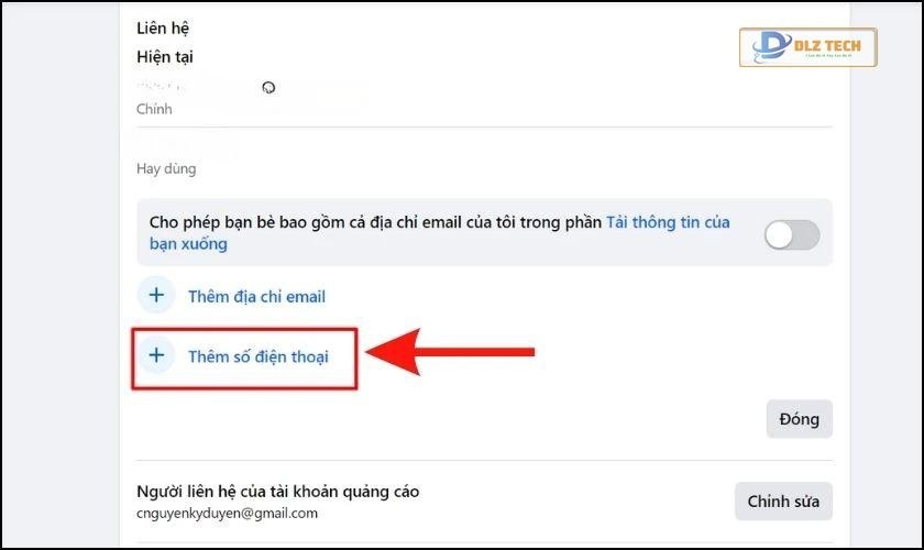 Chọn Thêm số điện thoại liên hệ