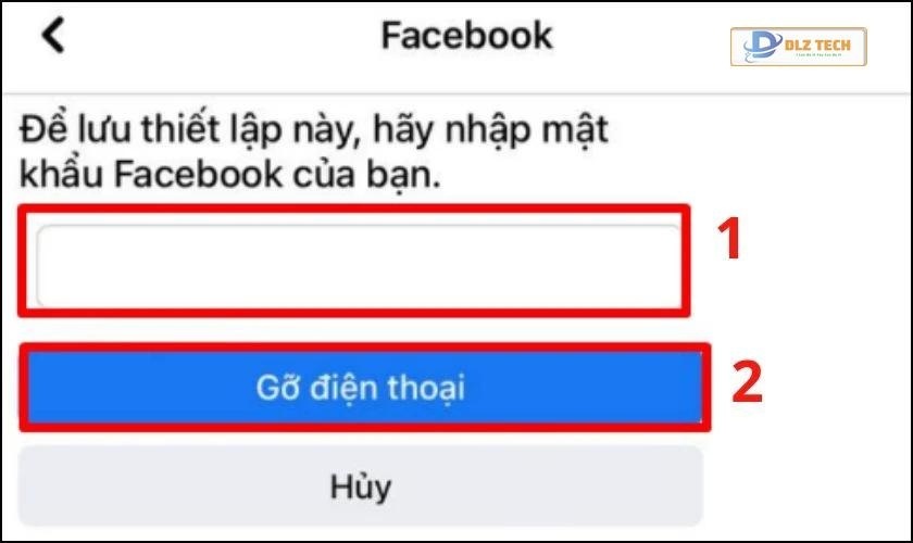 Nhập mật khẩu và chọn Gỡ số điện thoại