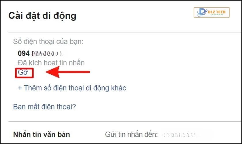 Chọn số điện thoại muốn gỡ và chọn Gỡ