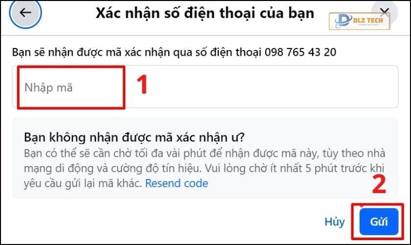 Sau đó bạn nhập xác thực